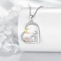 wholesale 925 Sterling Silver Red Bird in Heart Shape Pendant Necklace - Valentine's Day Gift for Her-0-2