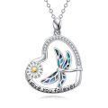 wholesale 925 Sterling Silver Butterfly Daisy Heart Pendant Necklace - I Love You Forever Gifts for Her-0-0