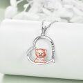 wholesale 925 Sterling Silver Pig Love You Forever Charm Necklace with Cubic Zirconia and Moon Design-0-1