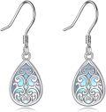 wholesale 925 Sterling Silver Metal Boho Teardrop Dangle Earrings with Abalone Shell and Turquoise Stone Accents-0-0