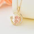 wholesale 14K Gold Crescent Moon & Unicorn Pendant Necklace with Star Charm on 16-18 Chain-0-2