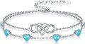 wholesale 925 Sterling Silver & 6 Heart Birthstone Crystal Infinity Love Bracelet - 12 Gemstone Colors-0-0
