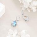 wholesale 925 Sterling Silver Teardrop Blue Moonstone Butterfly Flower Leverback Earrings Gift-0-5