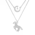 TOUPOP Sterling Silver Moonstone Layered Horse Pendant Necklace-0-0