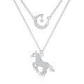 TOUPOP Sterling Silver Moonstone Layered Horse Pendant Necklace-0-0