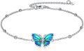wholesale 925 Sterling Silver Blue Enamel Butterfly Ankle Anklet for Women Girls Gift-0-0