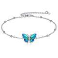wholesale 925 Sterling Silver Blue Butterfly Chain Bracelet-0-0