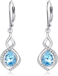 wholesale 925 Sterling Silver Infinity Birthstone Dangle Earrings for Women-03 Mar