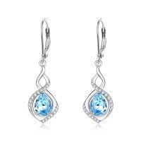 wholesale 925 Sterling Silver Infinity Birthstone Dangle Earrings for Women-03 Mar