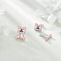 wholesale 925 Sterling Silver Hypoallergenic Corgi Dog Stud Earrings Pink Gold Tone-0-3