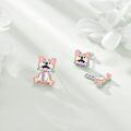 wholesale 925 Sterling Silver Hypoallergenic Corgi Dog Stud Earrings Pink Gold Tone-0-3