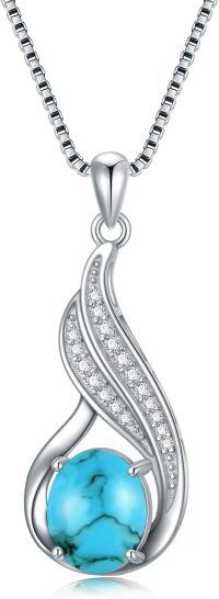 wholesale Sterling Silver Gemstone Birthstone Infinity Pendant Necklace-Turquoise