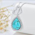wholesale 925 Sterling Silver Genuine Blue Turquoise Bar Pendant Necklace for Women-0-2