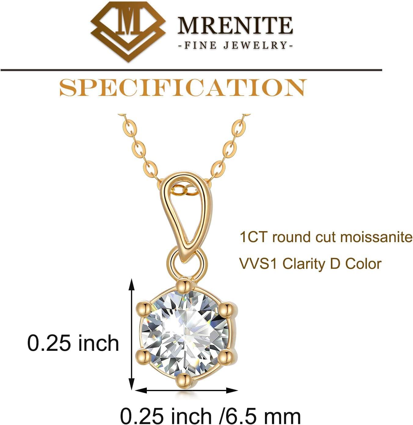 wholesale 14K Gold Moissanite Round Princess Cut 1-2 Carat D-VVS1 Solitaire Pendant Necklace-0-3