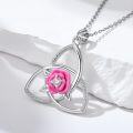 wholesale 925 Sterling Silver Pink Flower Triquetra Pendant Necklace for Women-0-1
