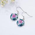 wholesale 925 Sterling Silver Blue Lotus Crystal Drop Earrings for Women-0-3