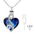 wholesale S925 Sterling Silver Heart Urn Necklace with Blue Austrian Crystals Love You Forever Engraved Pendant (Includes Funnel & Pin)-0-0