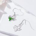 wholesale 925 Sterling Silver Texas State Shape Green Flower Drop Earrings-0-3