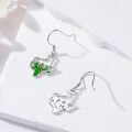 wholesale 925 Sterling Silver Texas State Shape Green Flower Drop Earrings-0-3