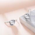 wholesale 925 Sterling Silver Round Clear Austrian Crystal Leverback Earrings for Women - Hypoallergenic Gift Idea-0-2