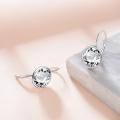 wholesale 925 Sterling Silver Round Clear Austrian Crystal Leverback Earrings for Women - Hypoallergenic Gift Idea-0-2