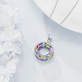 wholesale 925 Sterling Silver Rainbow Crystal Circle Pendant Necklace for Women-0-8