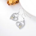 wholesale 925 Sterling Silver Cute Monkey Banana Heart Cubic Zirconia Drop Earrings-0-5