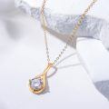 wholesale 14K Gold Round Cut Moissanite Pendant Necklace with Chain - Christmas Gifts for Women-0-4