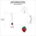 wholesale 925 Sterling Silver Red Enamel Strawberry Drop Earrings with Green Leaves and Twist Chain Design-0-3