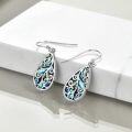 wholesale 925 Sterling Silver Abalone Shell Teardrop Filigree Tree of Life Dangle Earrings for Women-0-2