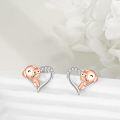wholesale 925 Sterling Silver Heart-Shaped Pig Stud Earrings - Cute Animal  for Girls and Women-0-2