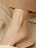 wholesale 925 Sterling Silver Heart Infinity Anklet with CZ Stones and Adjustable Clasp-0-3