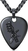wholesale 925 Sterling Silver Black Guitar Pick Pendant Necklace  Punk Rock Jewelry for Women and Men-0-0