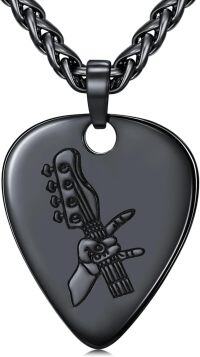 wholesale 925 Sterling Silver Black Guitar Pick Pendant Necklace  Punk Rock Jewelry for Women and Men-02- guitar pick