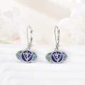 wholesale 925 Sterling Silver Blue Opal Om Symbol Lotus Chakra Drop Earrings for Women-0-4
