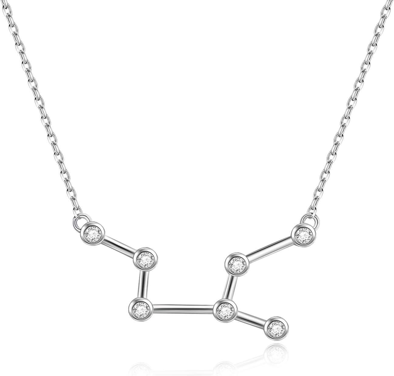 925 Sterling Silver Austrian Crystal Zodiac Necklace - 12 Constellations Astrology s for Women-0-0