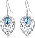 wholesale 925 Sterling Silver Blue CZ Filigree Heart Drop Earrings for Women and Teen Girls-0-0