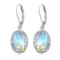 wholesale 925 Sterling Silver Girl With Dog Moonstone Two Tone Drop Earrings-0-0