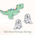 wholesale 925 Sterling Silver Dinosaur Pearl Stud Earrings Gift for Women-0-4