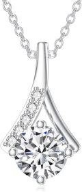 wholesale 925 Sterling Silver Moissanite & Diamond Pendant Necklace 1ct D Color-0-0