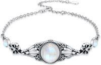 wholesale  Sterling Silver Genuine Turquoise Moonstone Onyx Adjustable Boho Bracelet for Women (6 5 7 5 ) -moonstone