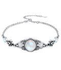 wholesale 925 Sterling Silver Black Onyx Flower Design Adjustable Bohemian Bracelet for Women (S M L)-0-7