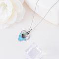 wholesale 925 Sterling Silver Turquoise & Shell Guitar Pick Music Necklace w/Peace Sign Pendant-0-5