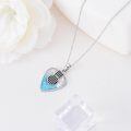 wholesale 925 Sterling Silver Turquoise & Shell Guitar Pick Music Necklace w/Peace Sign Pendant-0-5