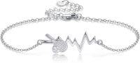 wholesale 925 Sterling Silver Tennis Ball Heartbeat Charm Bracelet-Tennis