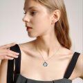wholesale 925 Sterling Silver Two Tone Bee Honeycomb Blue Crystal Zircon Pendant Necklace-0-4
