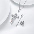 wholesale 925 Sterling Silver Cross with Snowdrop and Butterfly Charm Cremation Urn Necklace for Ashes Keepsake Pendant-0-3