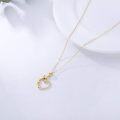 wholesale 14K Gold Unicorn Head in Love Heart Shape Pendant Necklace for Women - 18 Inches Chain Length-0-4