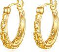 wholesale 14K Gold Filigree Hoop Earrings - Elegant Lightweight Gift for Women, Hypoallergenic, 0.1-0.56 Inch, Eternal Love Design, Lifetime Warranty-0-0