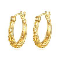 wholesale 14K Gold Filigree Hoop Earrings - Elegant Lightweight Gift for Women, Hypoallergenic, 0.1-0.56 Inch, Eternal Love Design, Lifetime Warranty-14K Gold Filigree